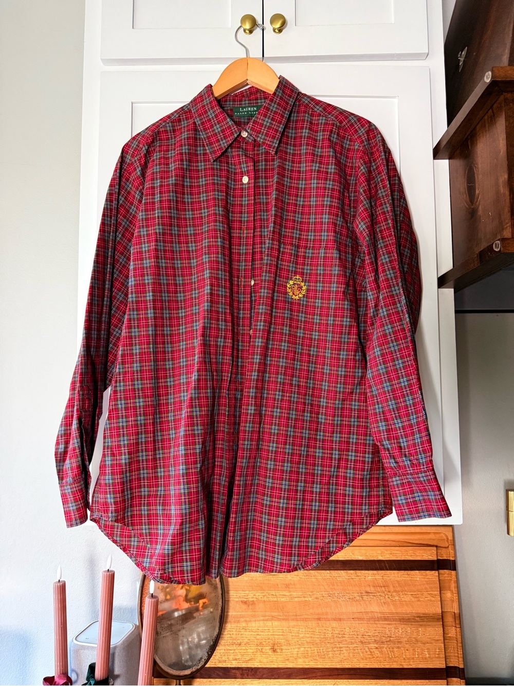 Lauren Ralph Lauren| Red| Tartan Plaid Crest Button Down Shirt